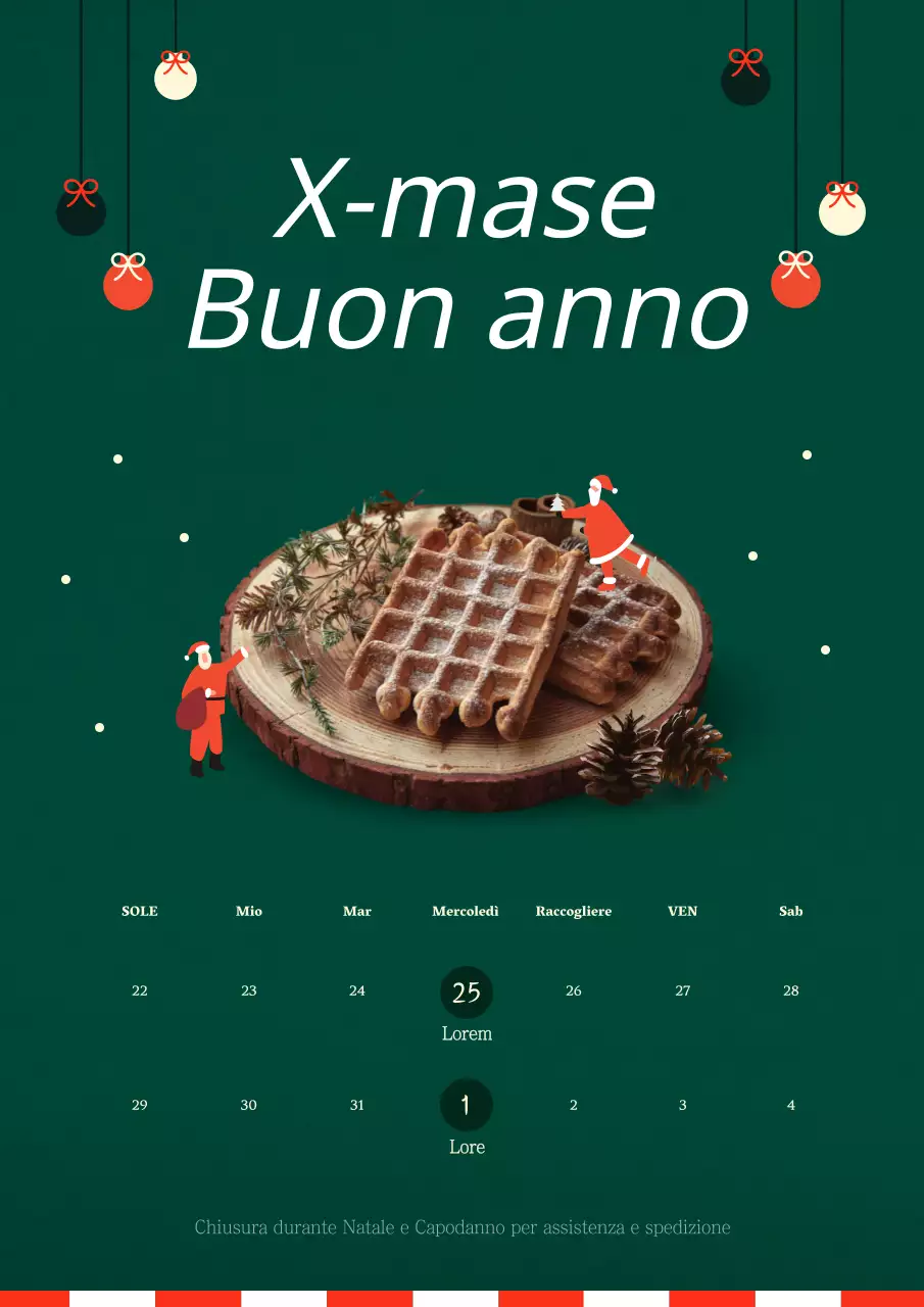 Simpatiche chiusure natalizie con decorazioni natalizie verdi e coccolose