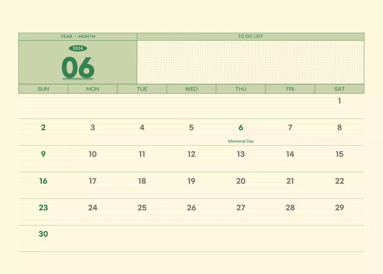 SAT D-Day notepad concept wall calendar in green and light yellow