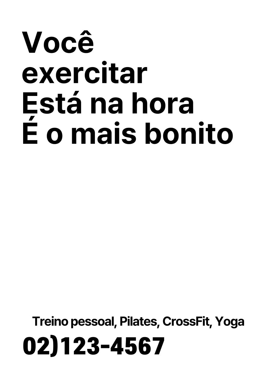 Uma simples promoção textual do ginásio a preto e branco
