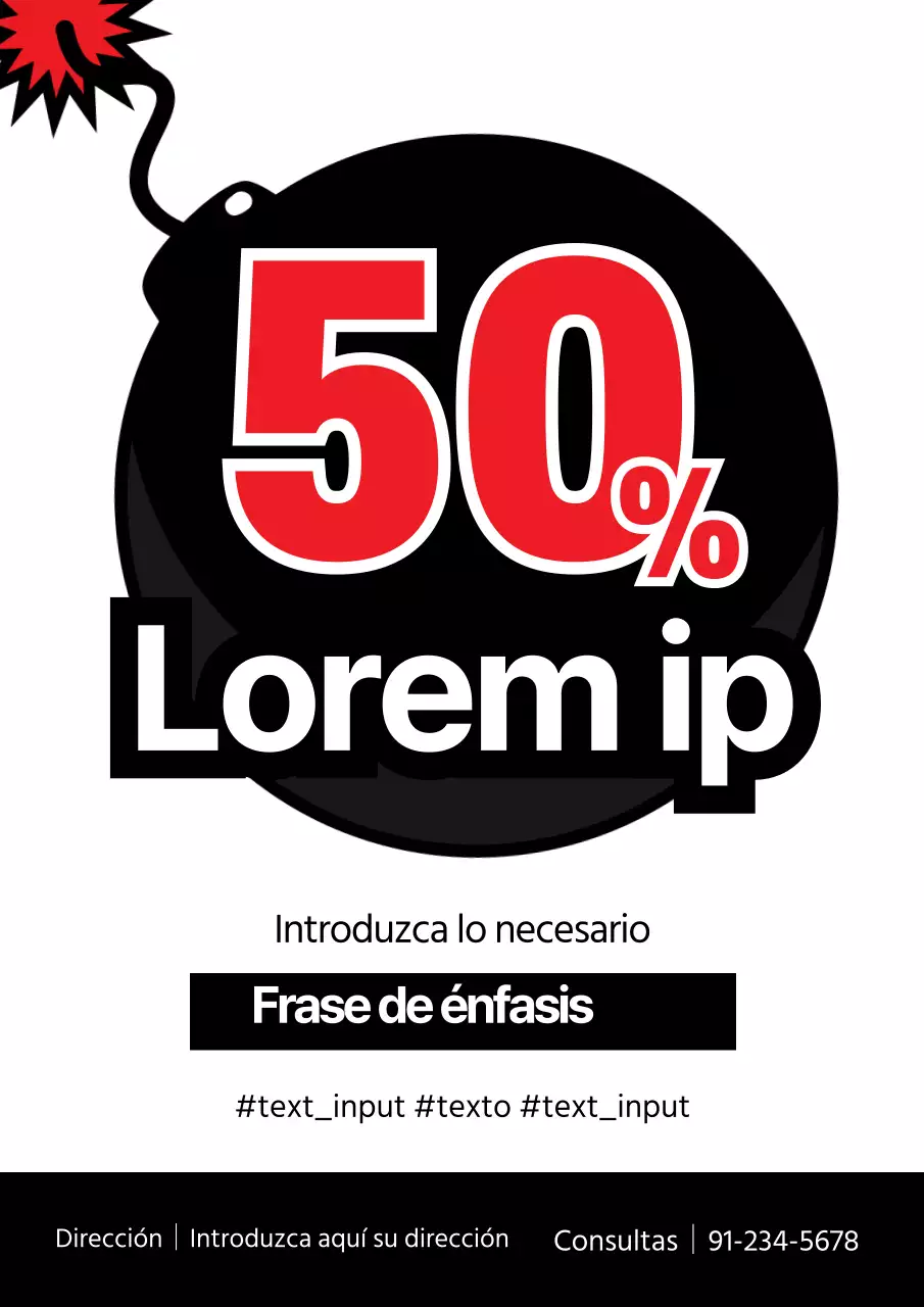 Promocione una superventa con una ilustración de una bomba negra