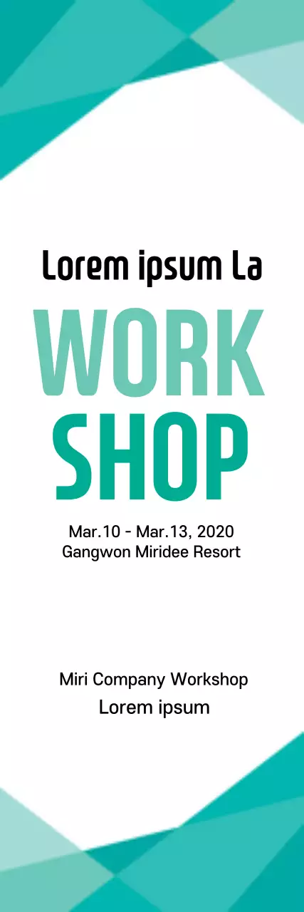 Faixa promocional do workshop geométrico azul-petróleo