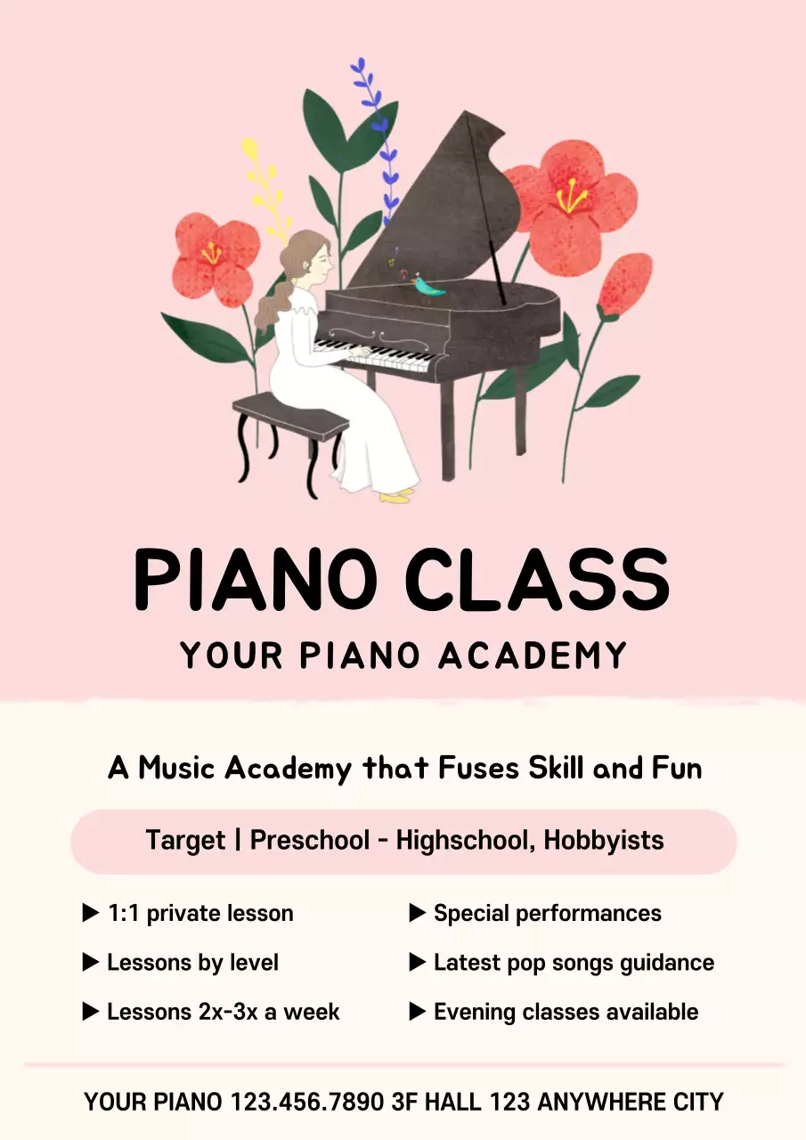 Pink Elegant Piano Promotion Poster