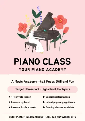 Pink Elegant Piano Promotion Poster