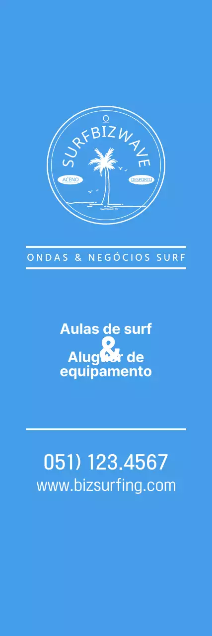 Um logótipo simples em azul e amarelo com o emblema do surf para promover a loja.