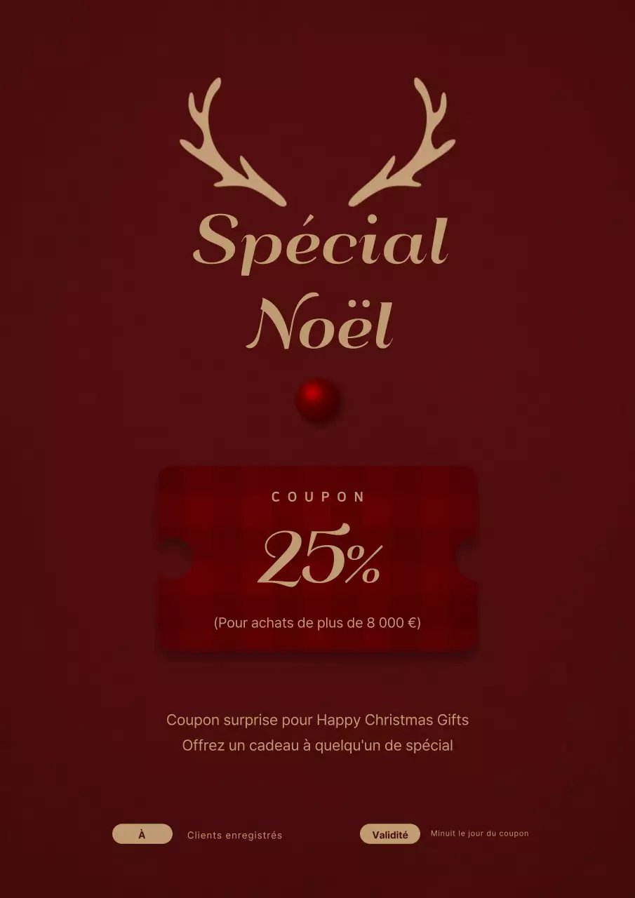 Classe et simplicité avec une illustration de Rudolph aux couleurs du vin pour promouvoir un événement spécial de Noël.