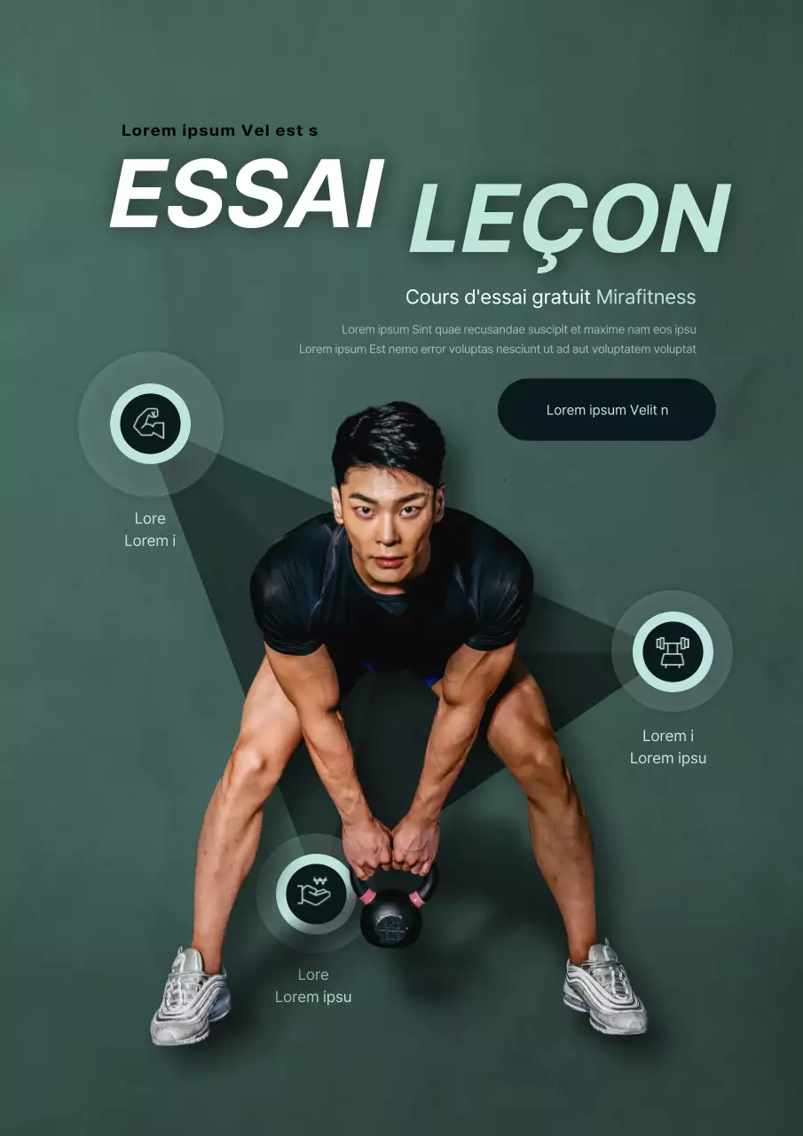 Promouvoir un essai gratuit de fitness avec une photo d'homme vert faisant de l'exercice.