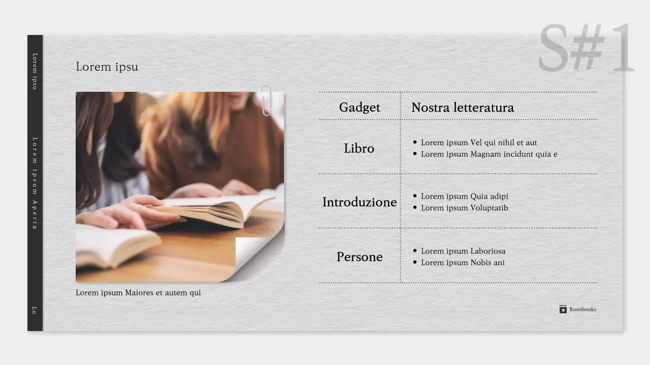 Un semplice prospetto letterario in grigio e nero