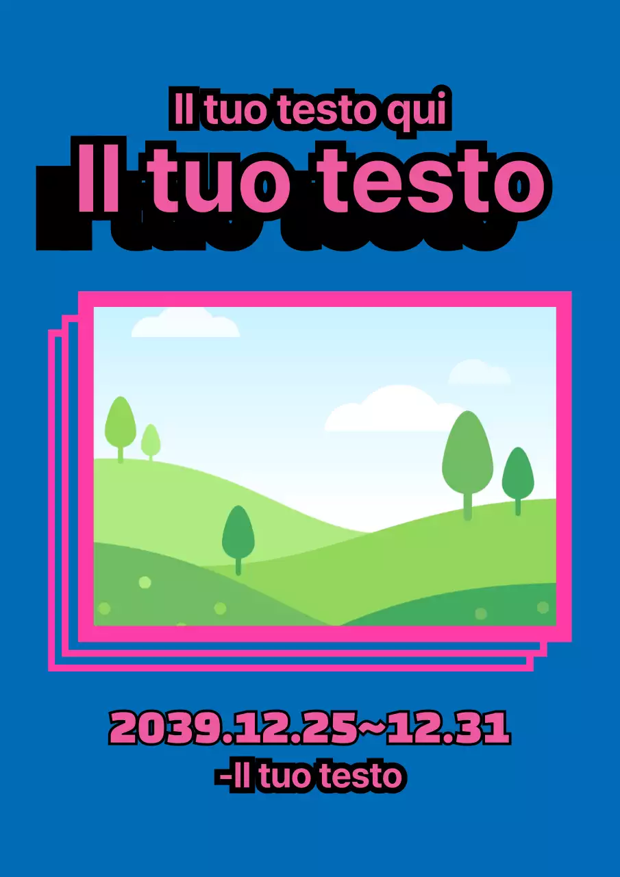 Materiale promozionale semplice e alla moda con foto e cornici blu e rosa