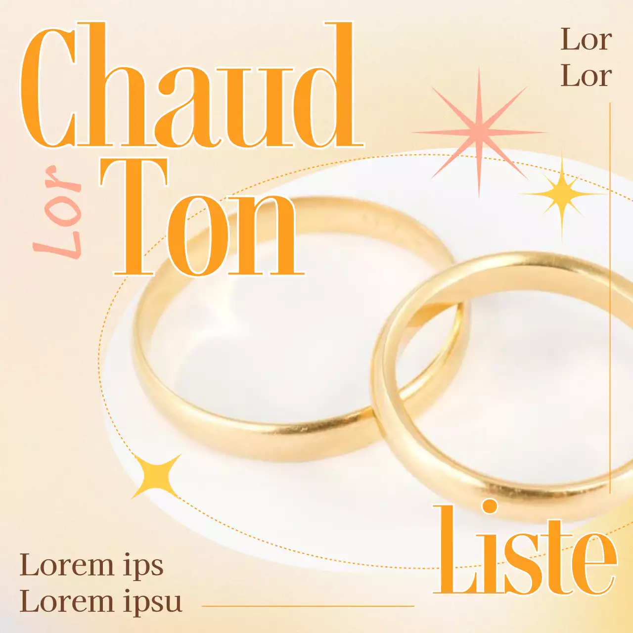 Les accessoires dorés sont ravissants sur une toile de fond orange.