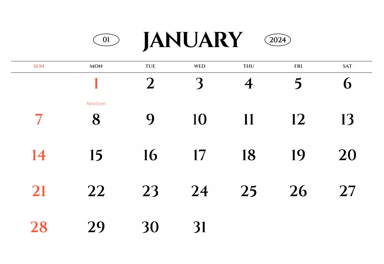 Simple style wall calendar with black and white emotional travel photography concept