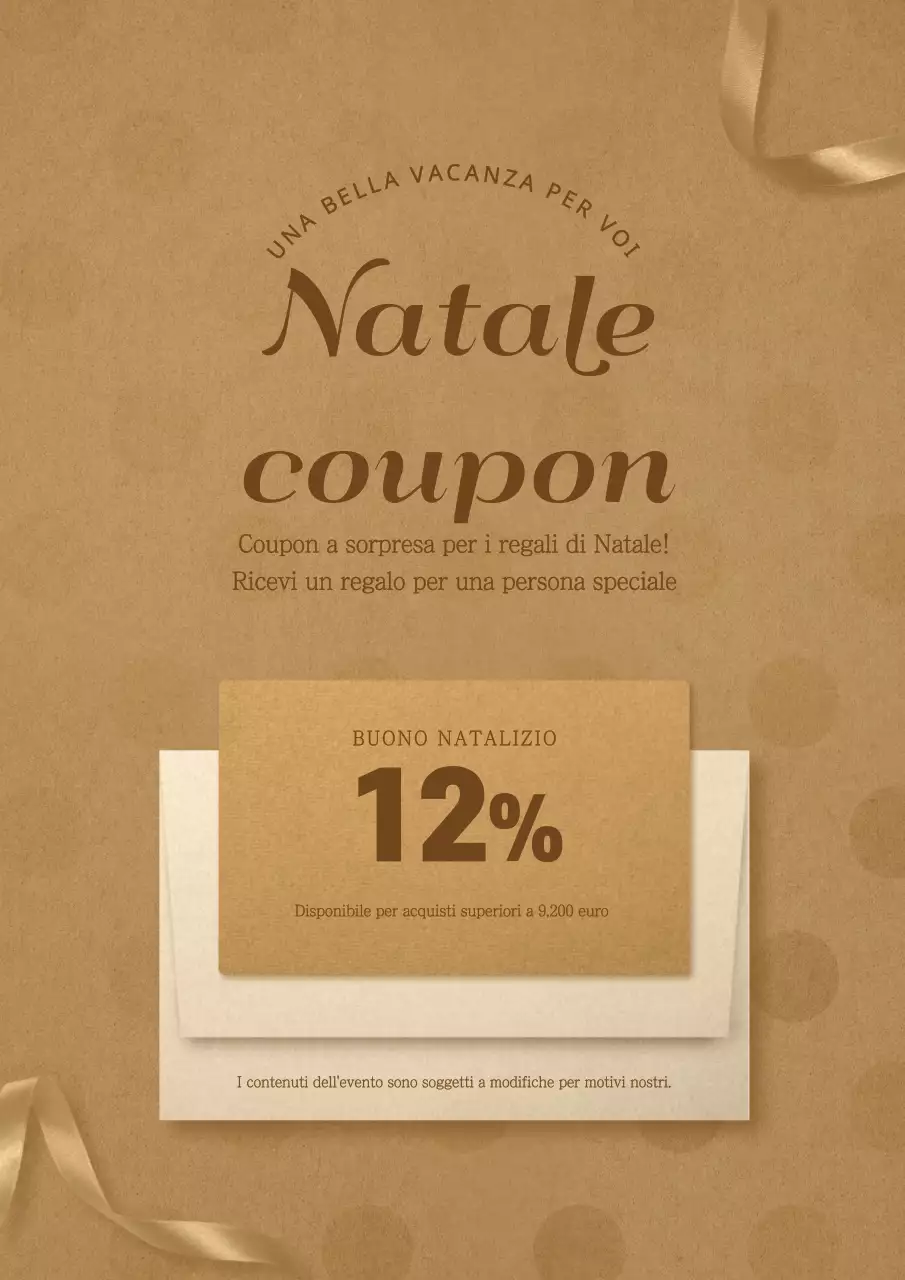Lussuoso coupon natalizio con lettere beige