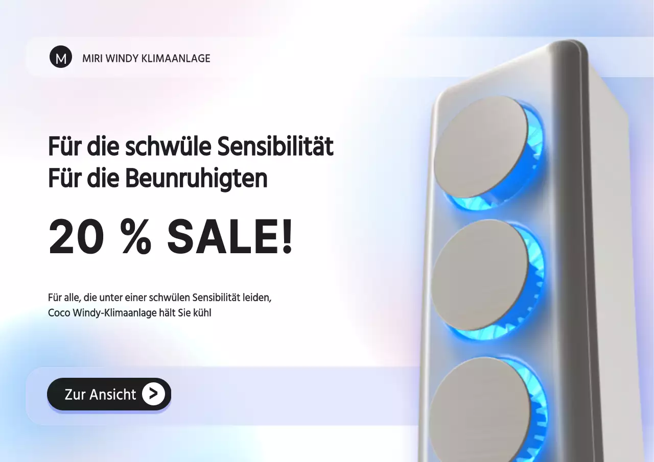 Konzept mit lila und blauem Farbverlauf für eine Rabattaktion für Klimaanlagen