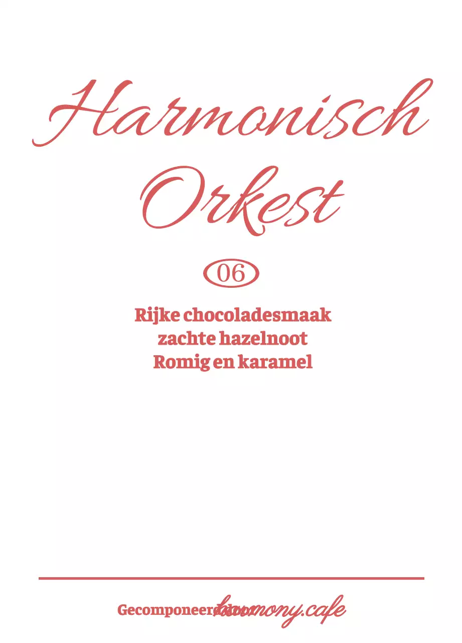 Cafe druppelkoffie met rode en witte cursieve accenten