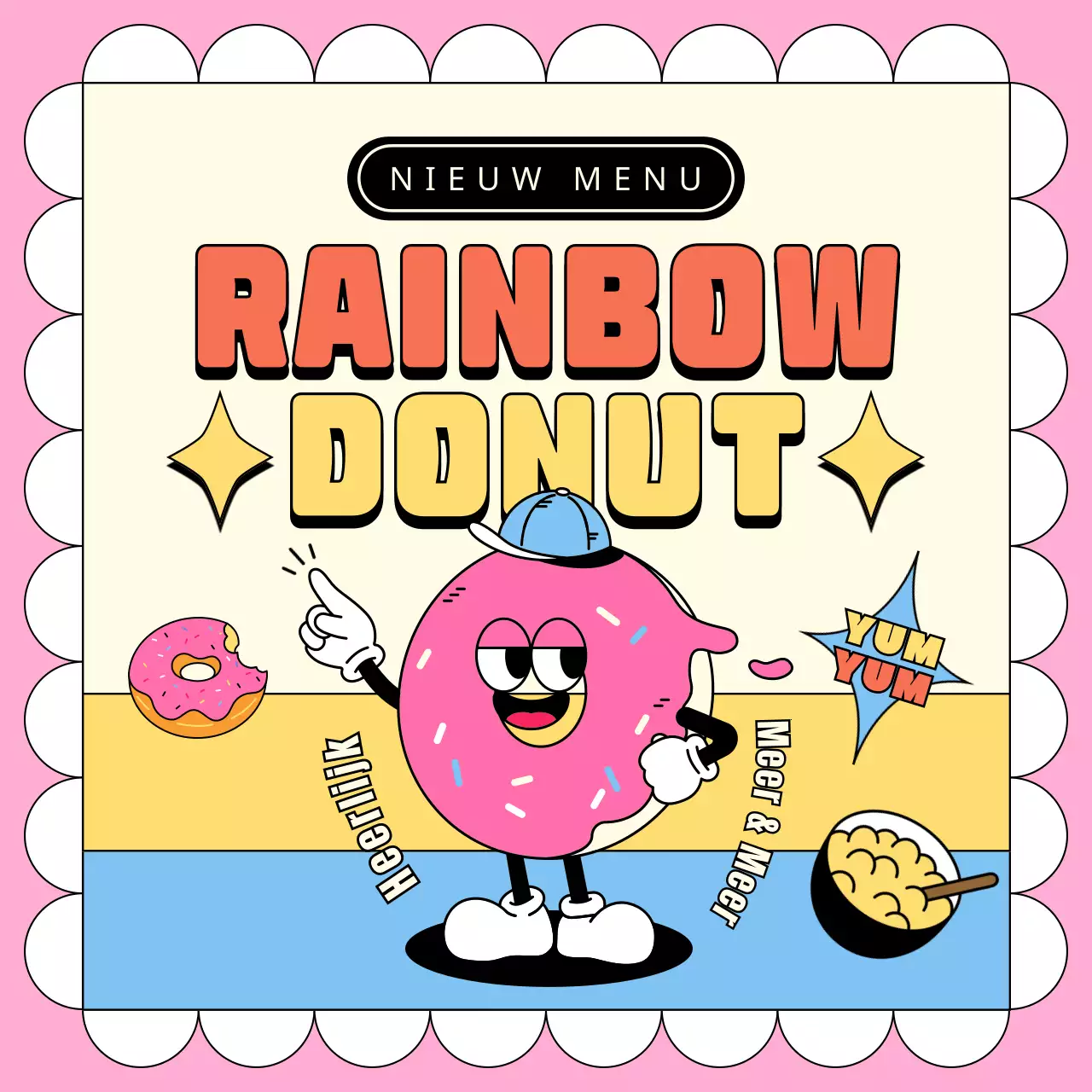 Lanceerde een bakkerij donut met een levendige roze kitsch en uniek concept