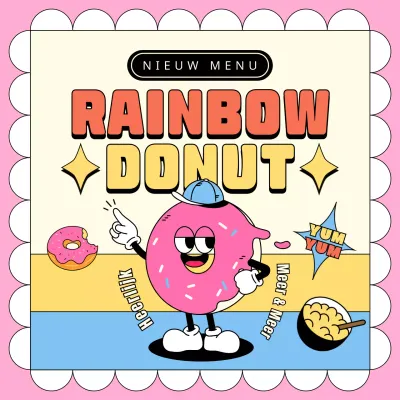 Lanceerde een bakkerij donut met een levendige roze kitsch en uniek concept