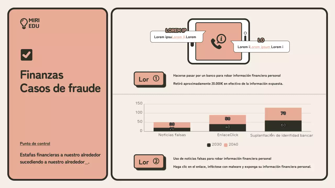  Guía minimalista de formación en prevención del fraude en beige y naranja