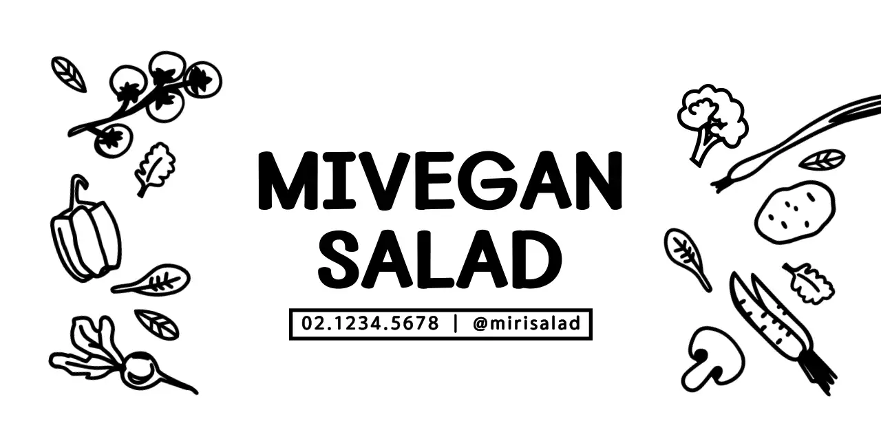 Cute and simple vegetable illustration frame style salad packaging for information and service in specialty stores