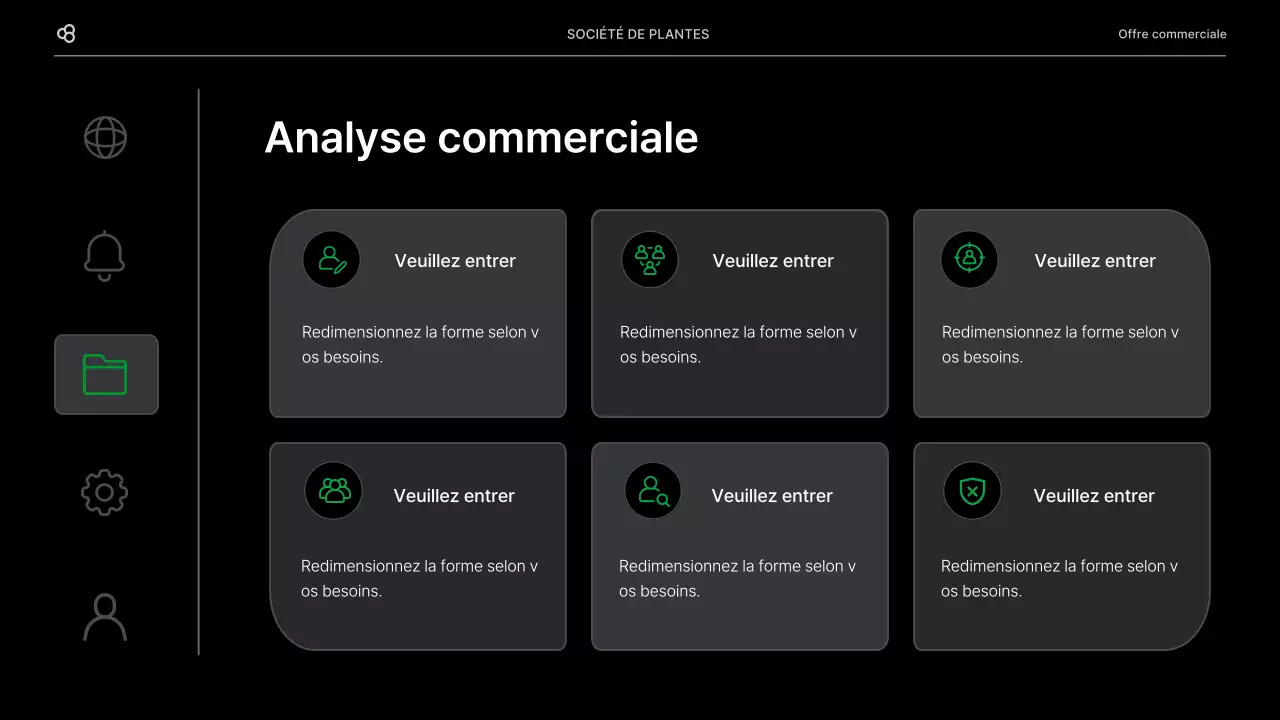 Proposition d'affaires en noir et vert, concept de feuille naturelle