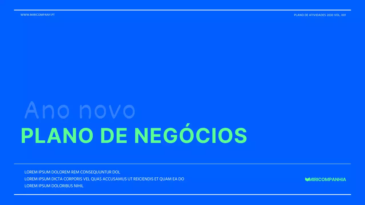 Apresentação do plano de negócios em verde lima