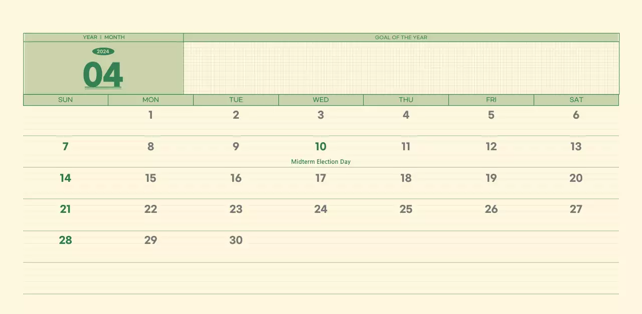 SAT D-Day notepad concept wall calendar in green and light yellow