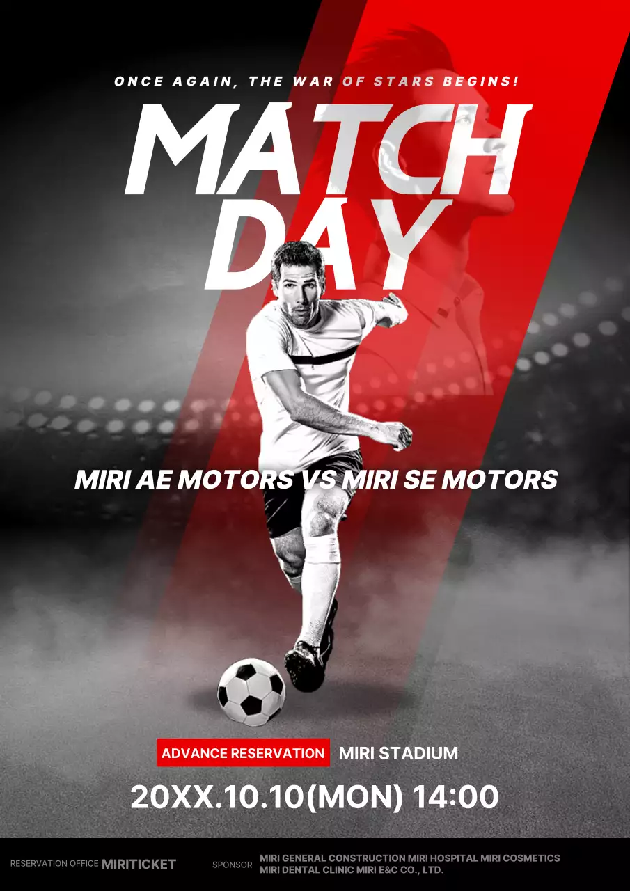 Red Bold Soccer Announcement Poster