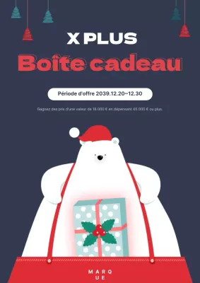 Promouvoir un événement de Noël avec un personnage d'ours polaire bleu marine
