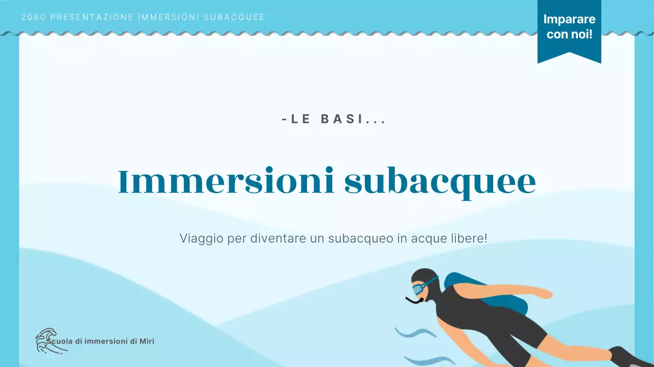 Introduzione alla formazione subacquea con concetto di illustrazione dell'oceano blu chiaro