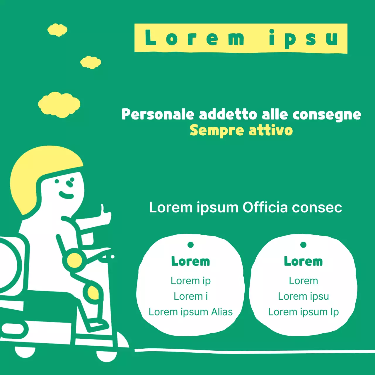 Reclutamento di simpatici fattorini e fattorine verdi e fluorescenti