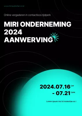 Online wervingscontent met een geometrische, neon-blauwe uitstraling