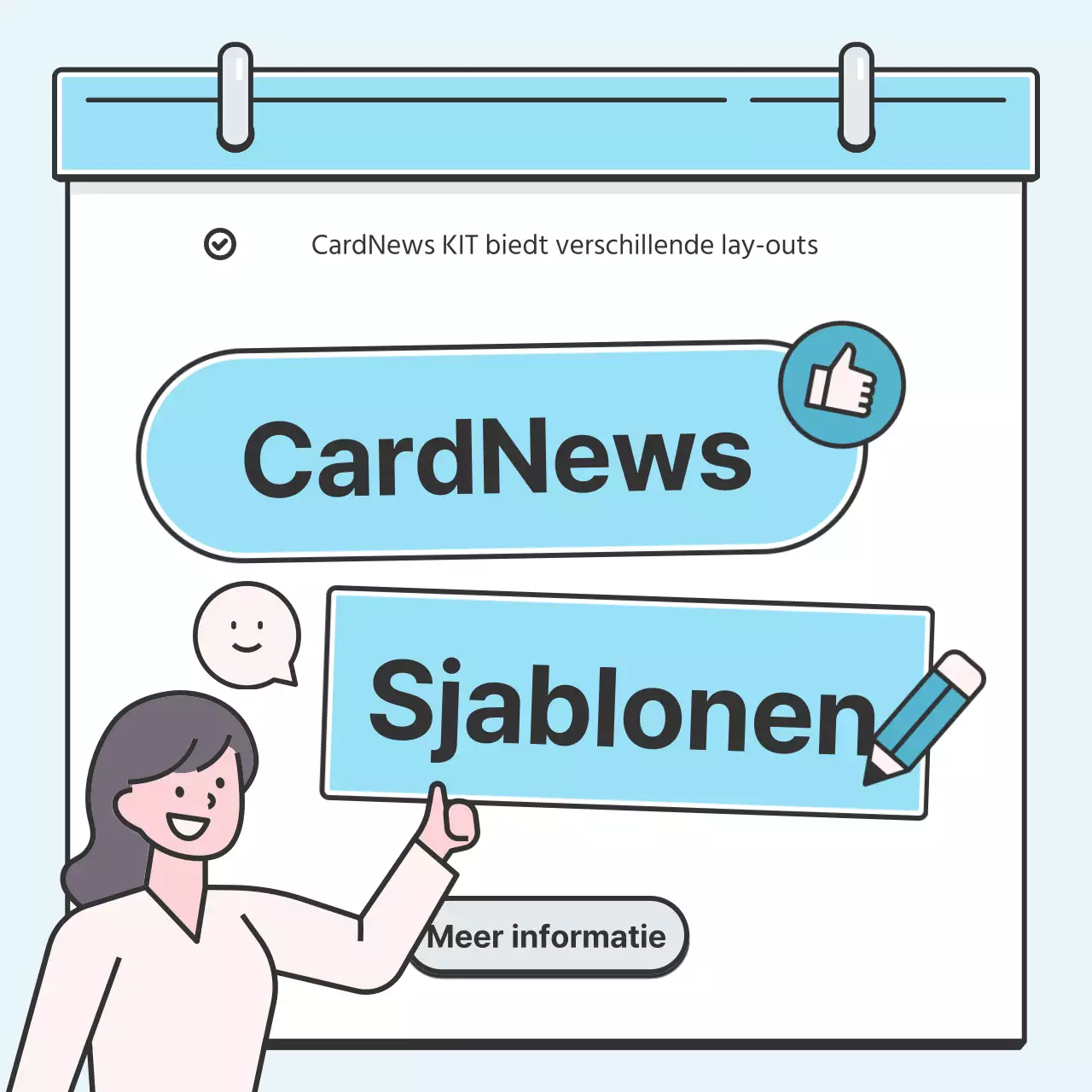 Light Blue Note Concept Nette kaart met leuke illustratiesNieuws