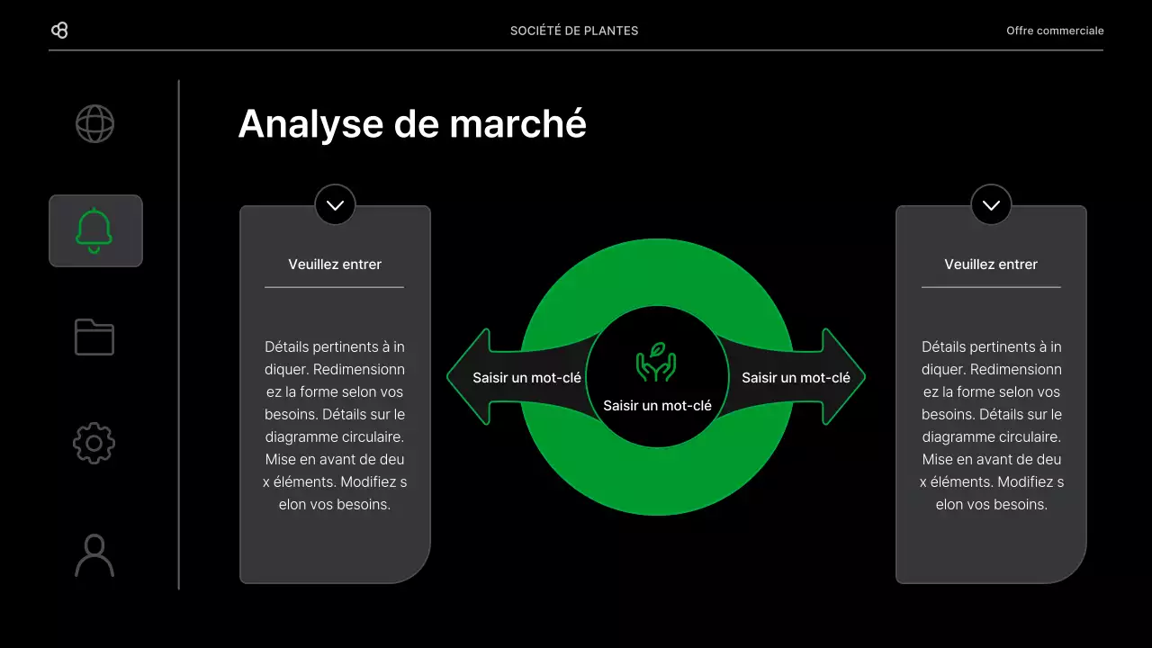 Proposition d'affaires en noir et vert, concept de feuille naturelle