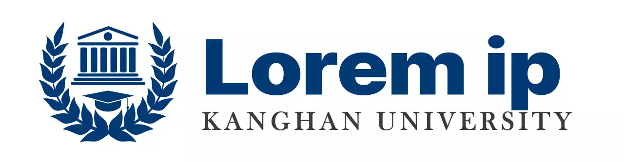 University logo with navy blue education symbol logo