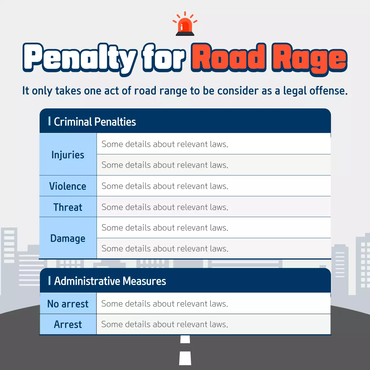 Causes and types of retaliatory driving in light blue and gray illustration concept
