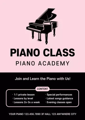 Pink Modern Piano Advertisement Poster