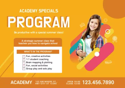 Orange Trendy Summer Program Promotion Poster