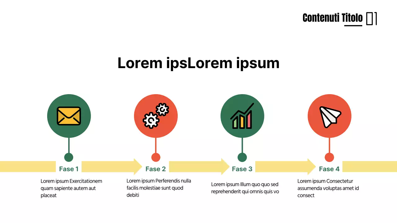 Una linea temporale concettuale verde e arancione