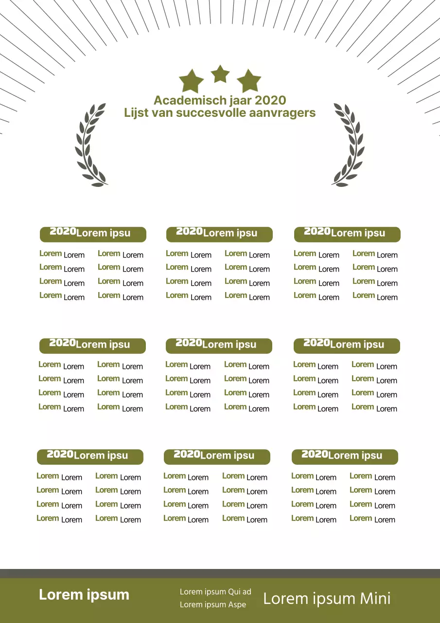 Flyer met acceptatielijst van universiteit in groen