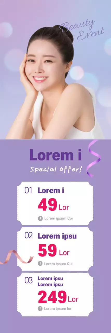 Banner de promoção de beleza elegante roxo