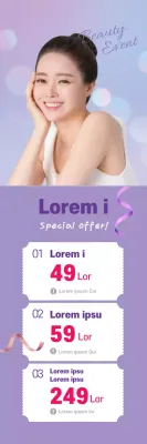 Banner de promoção de beleza elegante roxo