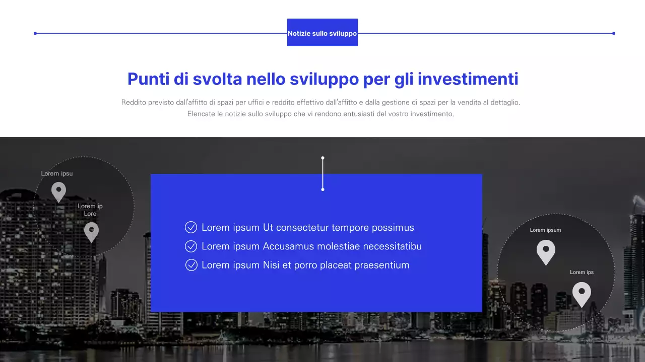 Rapporto sugli investimenti in uffici di colore blu
