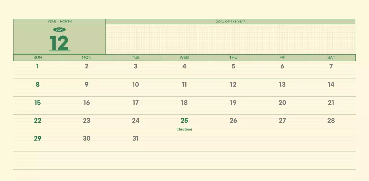 SAT D-Day notepad concept wall calendar in green and light yellow