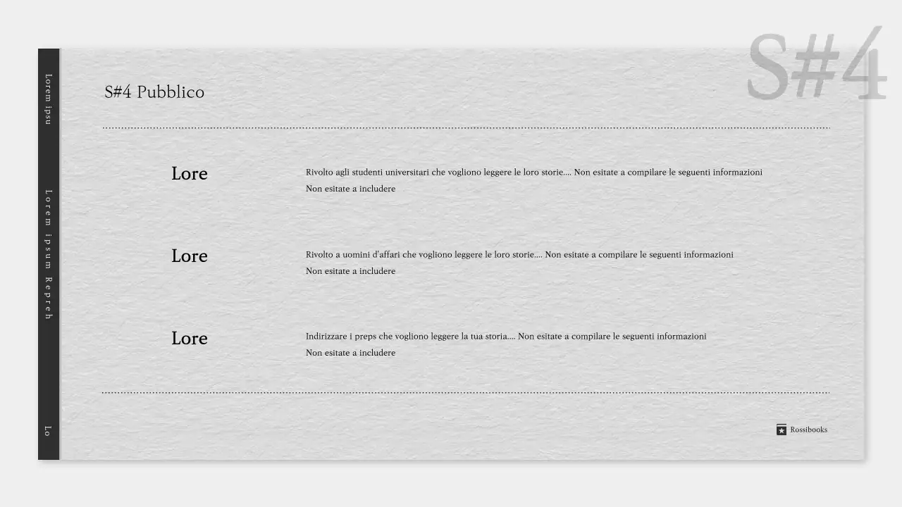 Un semplice prospetto letterario in grigio e nero