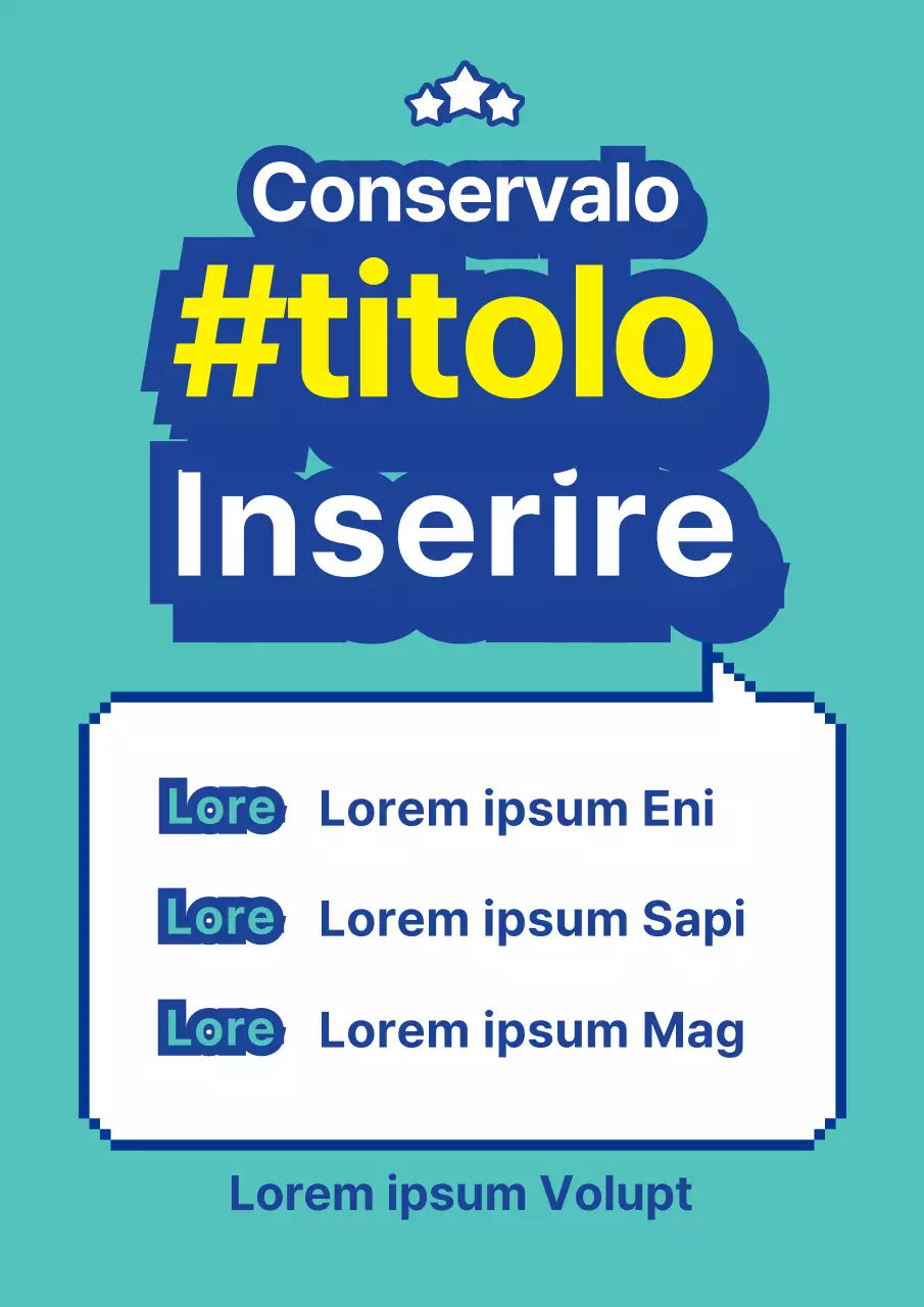 Una promozione pixelata per l'apertura di un ristorante, con bolle vocali turchesi e blu.