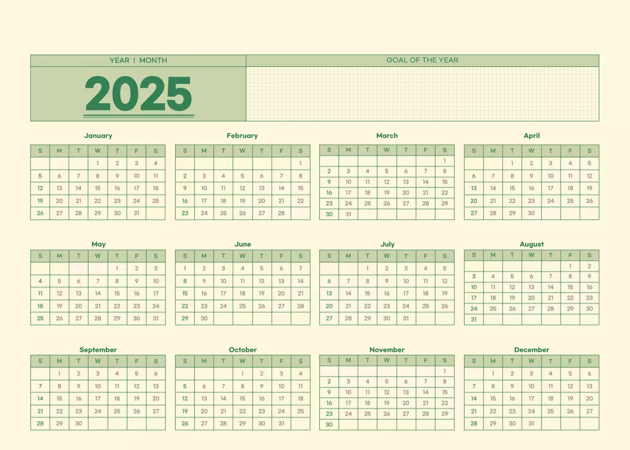 SAT D-Day notepad concept wall calendar in green and light yellow