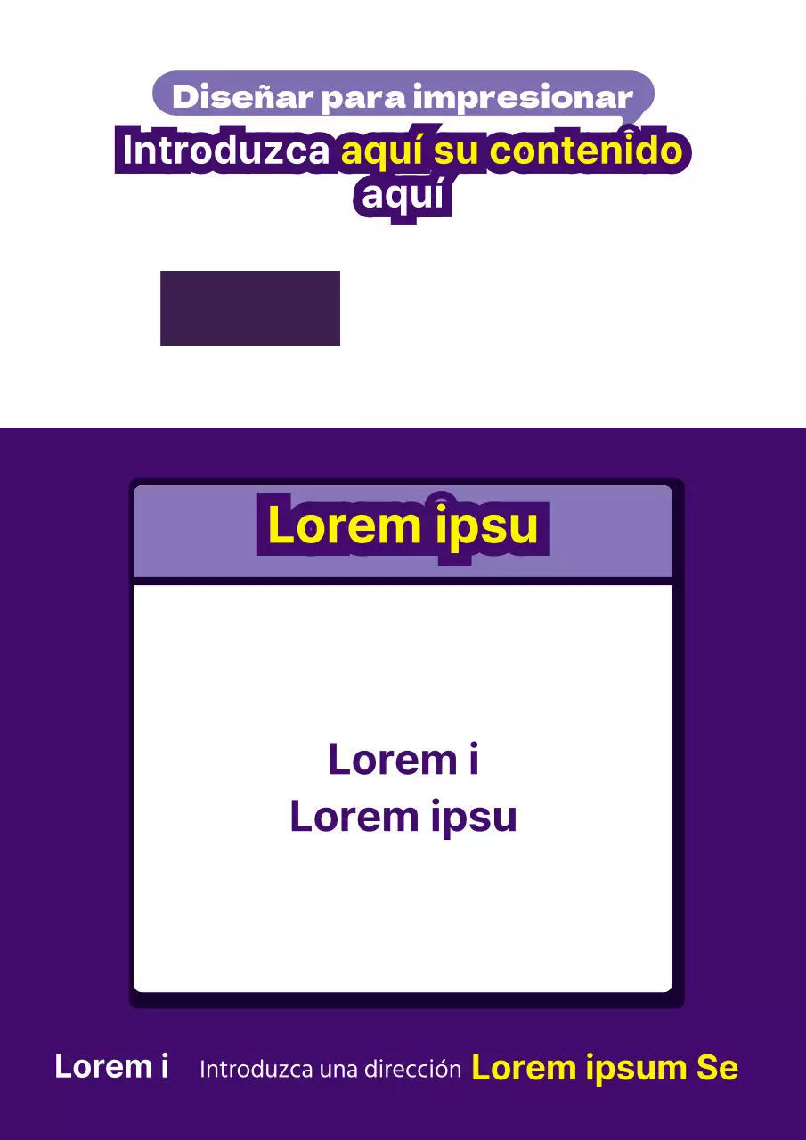 Folleto de tienda con separadores morados y amarillos