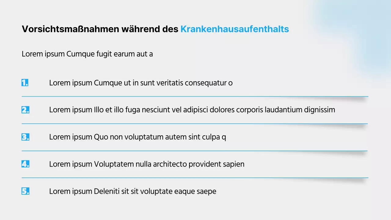 Ein Leitfaden für das Krankenhausleben mit blauen Farben, klaren Linien und Schattierungen