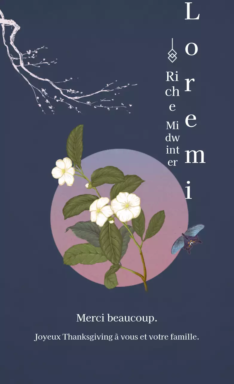 Vœux de Thanksgiving luxueux en bleu marine et rose profond