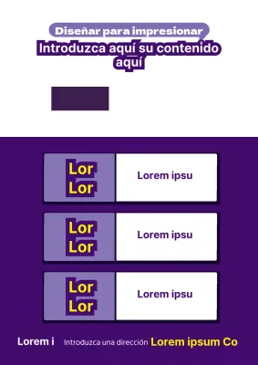 Folleto de tienda con separadores morados y amarillos