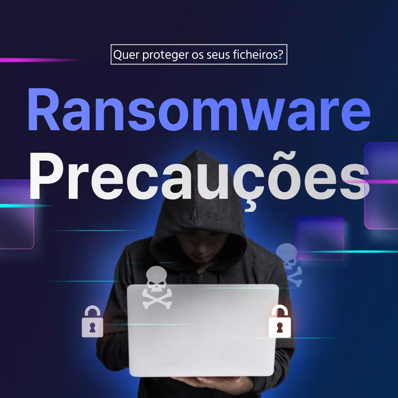 Prevenção séria de ransomware em azul-marinho e cinzento