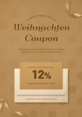 Luxuriöser Weihnachtsgutschein mit beigen Buchstaben